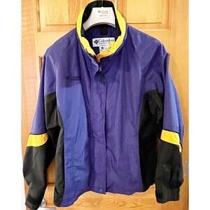Columbia Jacket Women Sz L Bugaboo Blue Black Ski Windbreaker 3 in 1 Colorblock